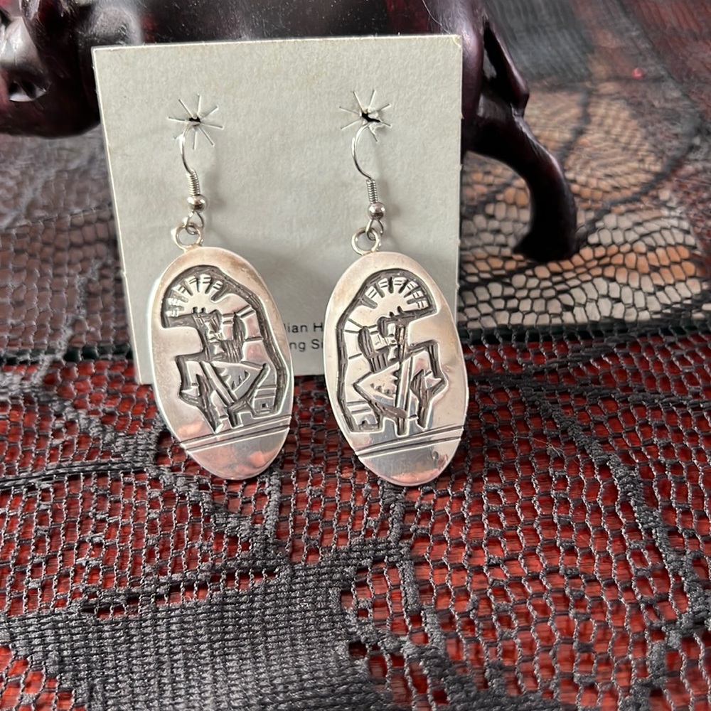 Silver Kokopelli Dangle Earrings